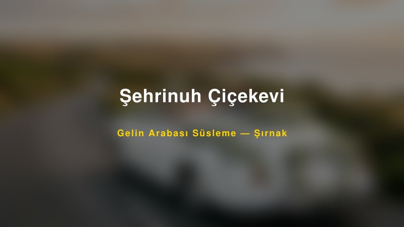 Şehrinuh Çiçekevi Gelin Arabası Süsleme Fiyatları